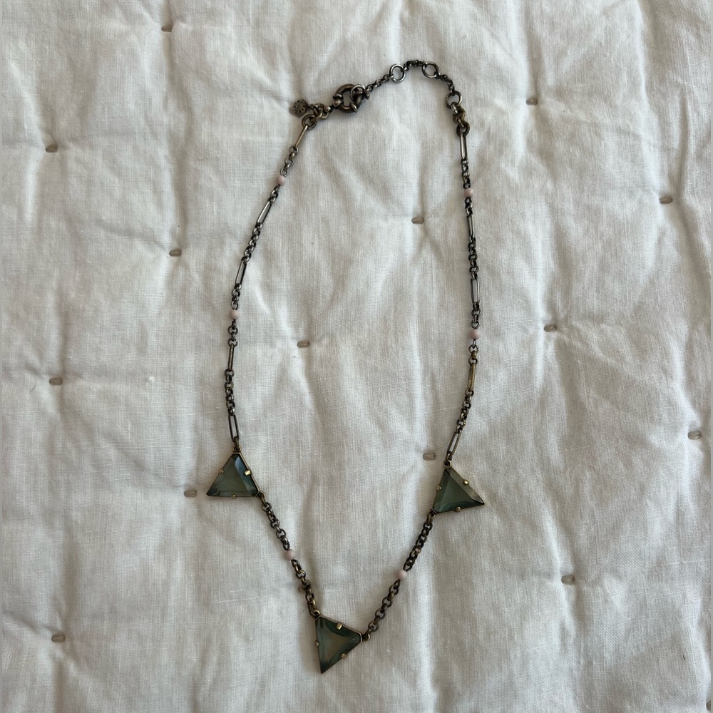 Stella & Dot Silver and Blue Triangle Necklace
